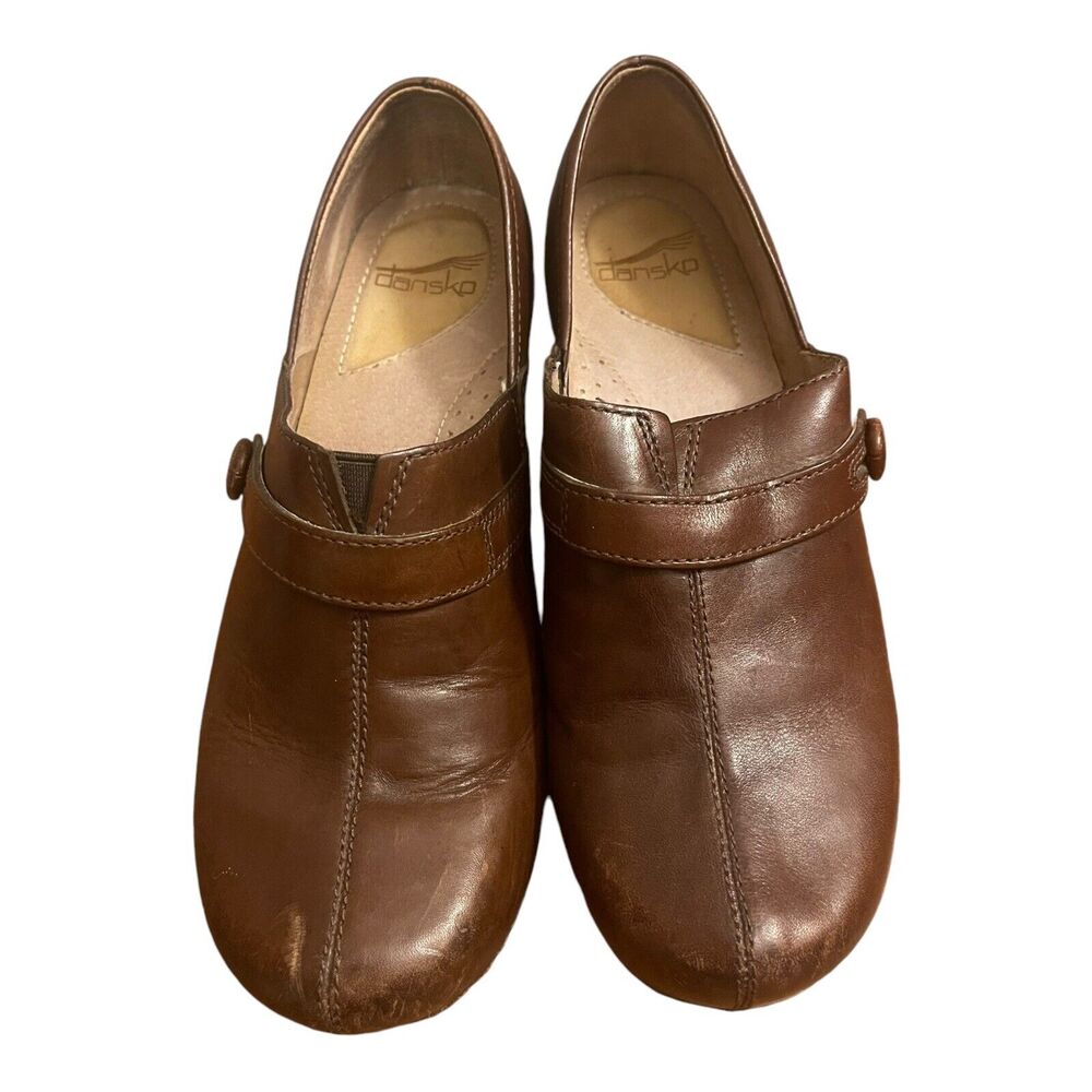 Dansko Solstice Dark Brown Leather Slip On Clogs Shoes Women's Size 40 (9.5)